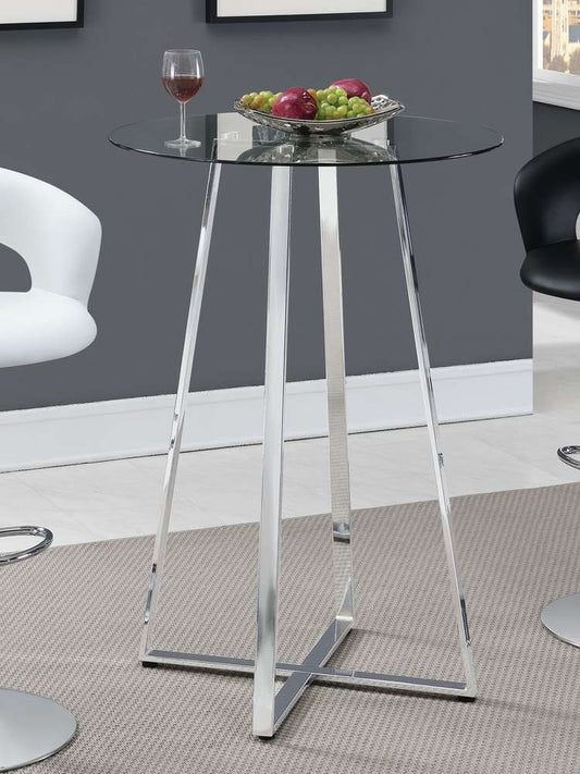 Coaster - Zanella Rec Room/ Bar Tables: Chrome/Glass Bar Table - 100026 veiw 2