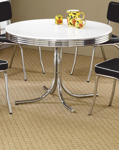 Coaster - Round Retro Table (White/Chrome) - 2388 veiw 1