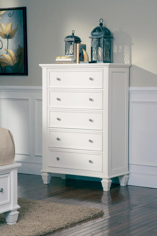 Coaster - Sandy Beach 5 Drawer Chest in White Finish - 201305 veiw 1