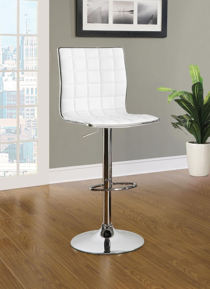 Coaster - Ashbury Waffle Adjustable Bar Stool in White Finish (Set of 2) - 122089 veiw 1