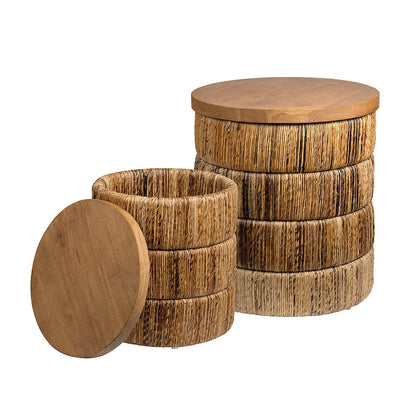 Crestview Collection - 2 Piece Round Brown Solid Wood Accent Nesting Tables Set - CVFDR1335 view 1