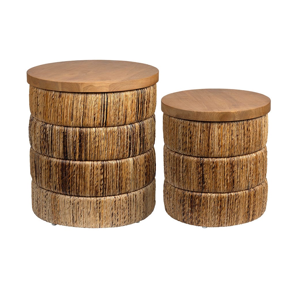 Crestview Collection - 2 Piece Round Brown Solid Wood Accent Nesting Tables Set - CVFDR1335 view 3