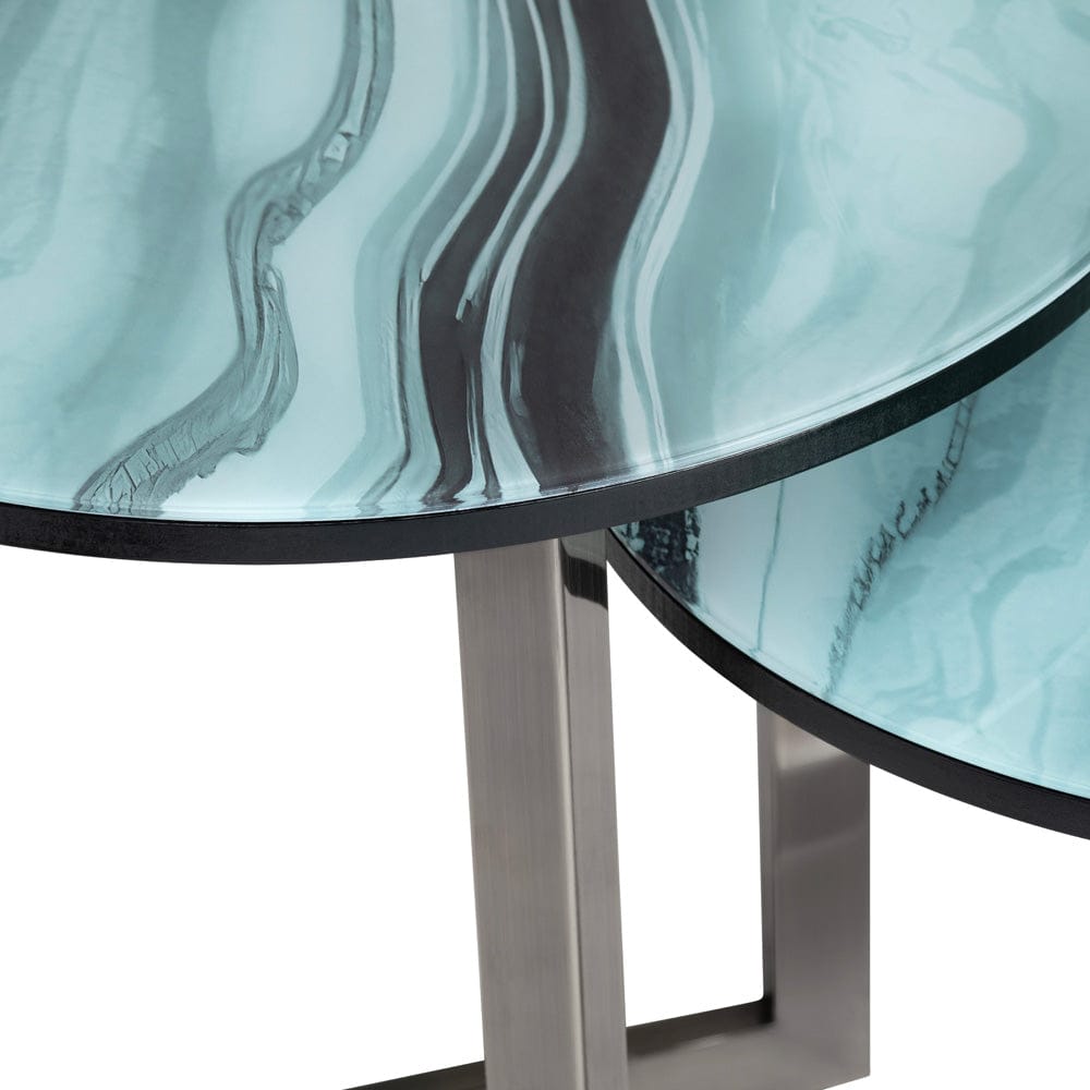 Crestview Collection - 2 Piece Round Green Metal Accent Nesting Tables Set - CVFZR6199 view 3