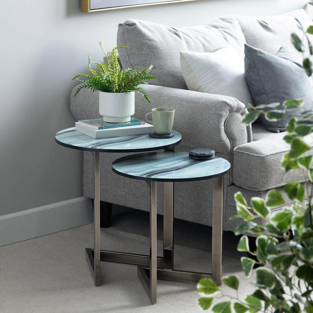 Crestview Collection - 2 Piece Round Green Metal Accent Nesting Tables Set - CVFZR6199 view 4
