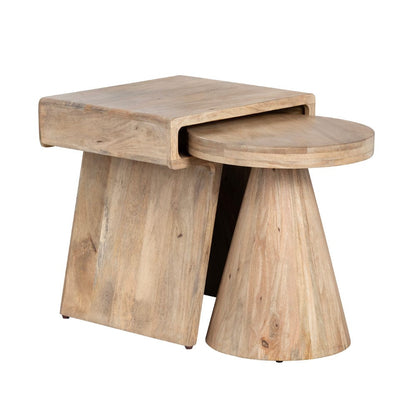 Crestview Collection - 2 Piece Square Brown Solid Wood Accent Nesting Tables Set - CVFNR4827 view 1