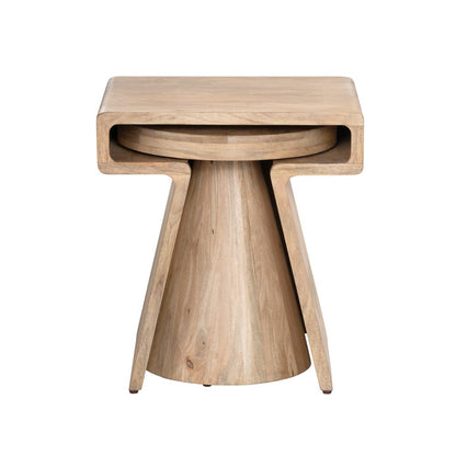 Crestview Collection - 2 Piece Square Brown Solid Wood Accent Nesting Tables Set - CVFNR4827 view 3