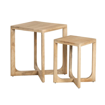 Crestview Collection - 2 Piece Square Brown Solid Wood Accent Nesting Tables Set - CVFNR4833 view 1