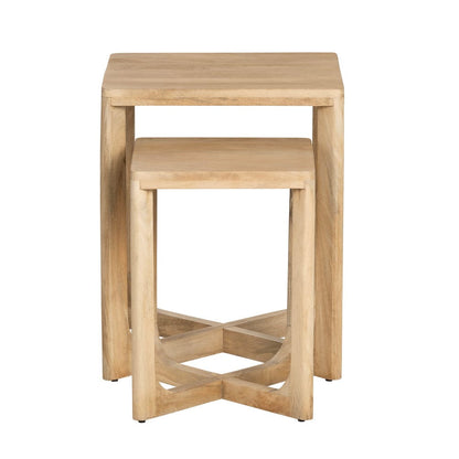 Crestview Collection - 2 Piece Square Brown Solid Wood Accent Nesting Tables Set - CVFNR4833 view 2