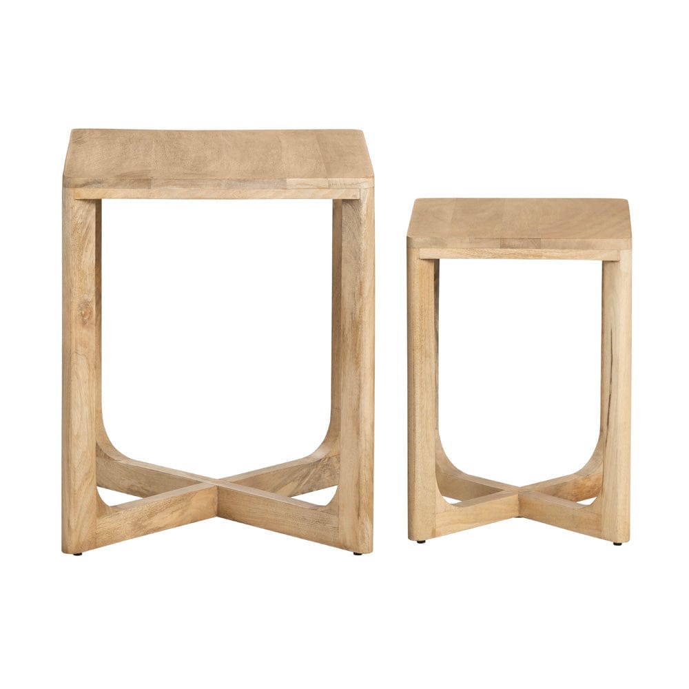 Crestview Collection - 2 Piece Square Brown Solid Wood Accent Nesting Tables Set - CVFNR4833 view 3