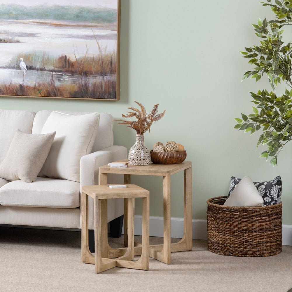 Crestview Collection - 2 Piece Square Brown Solid Wood Accent Nesting Tables Set - CVFNR4833 view 6