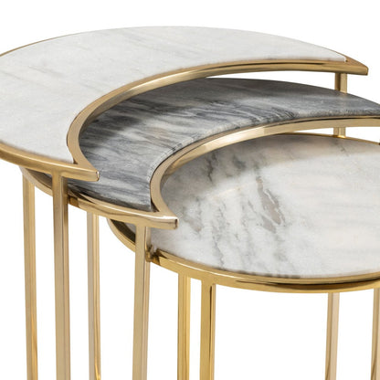 Crestview Collection - 3 Piece Round Gold Marble Accent Nesting Tables Set - CVFNR5008 view 4