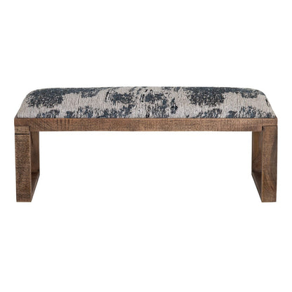 Crestview Collection - 45 in. Navy Upholstered Accent Bench with Brown Solid Wood Frame - CVFNR4234 view 2