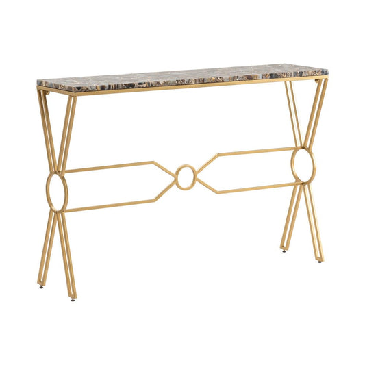 Crestview Collection - 46 in. Gold Marble Accent Console Sofa Table - CVFNR5076 view 1