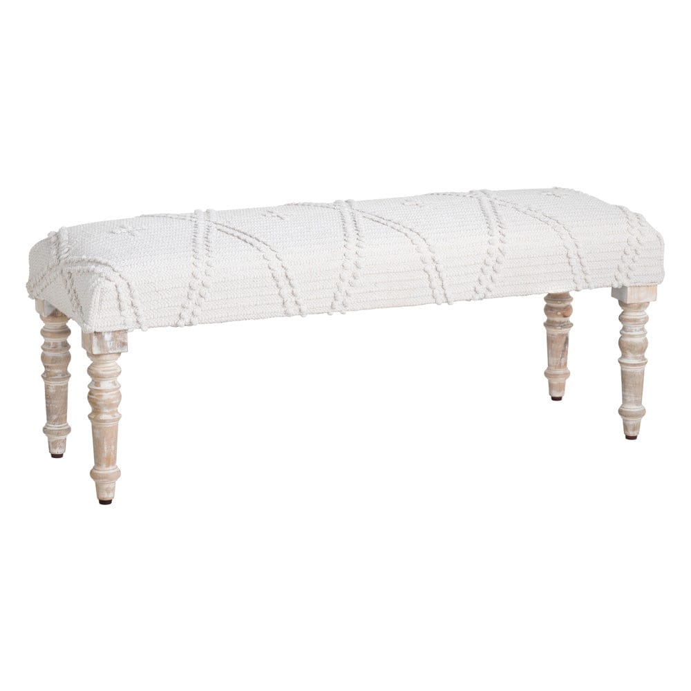 Crestview Collection - 46 in. White Upholstered Accent Bench with Cream Solid Wood Frame - CVFNR4233 view 1