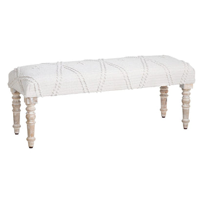 Crestview Collection - 46 in. White Upholstered Accent Bench with Cream Solid Wood Frame - CVFNR4233 view 1