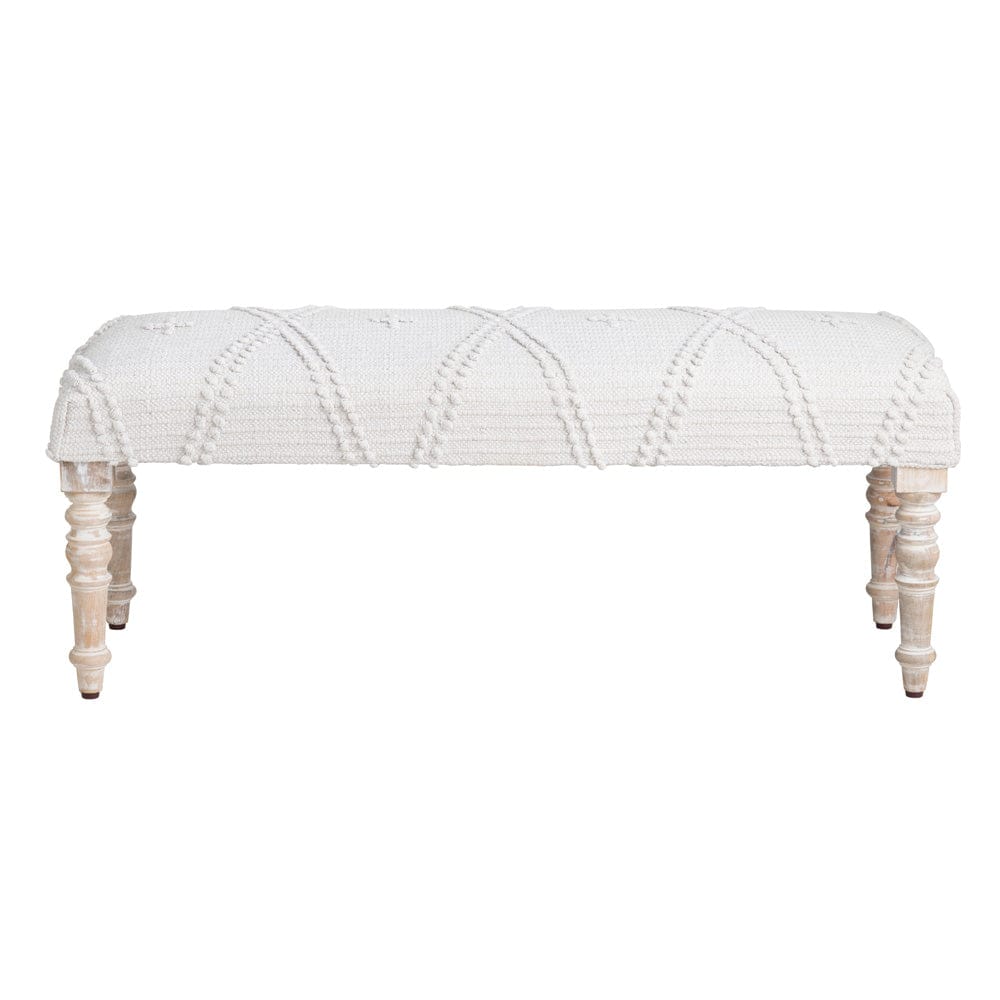Crestview Collection - 46 in. White Upholstered Accent Bench with Cream Solid Wood Frame - CVFNR4233 view 2