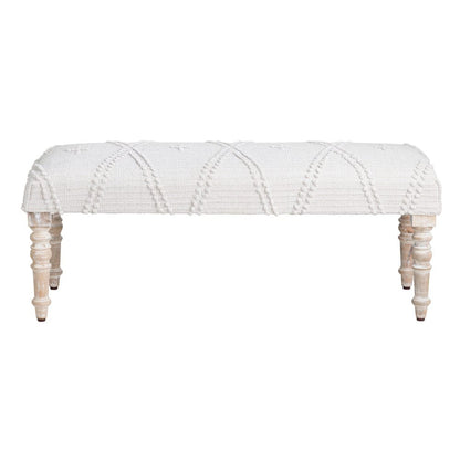 Crestview Collection - 46 in. White Upholstered Accent Bench with Cream Solid Wood Frame - CVFNR4233 view 2