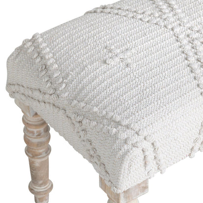 Crestview Collection - 46 in. White Upholstered Accent Bench with Cream Solid Wood Frame - CVFNR4233 view 3