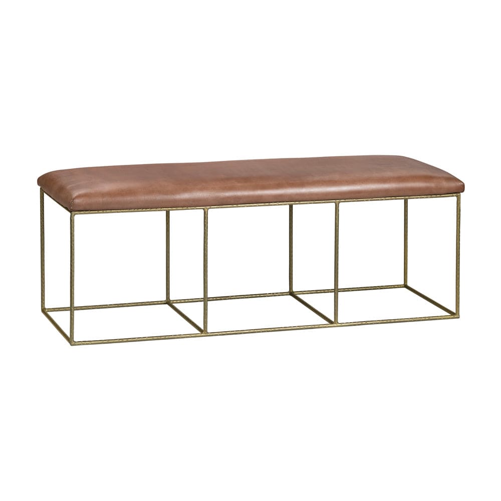 Crestview Collection - 49 in. Brown Upholstered Accent Bench with Gold Iron Frame - CVFNR526 view 1