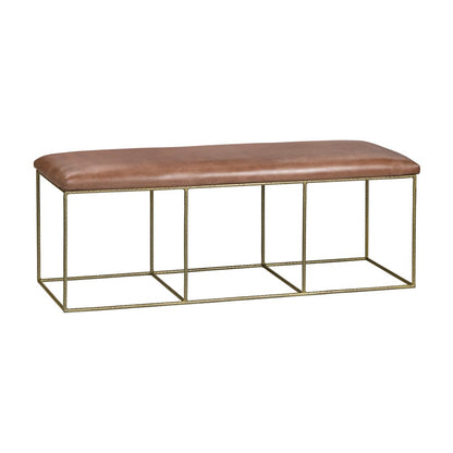 Crestview Collection - 49 in. Brown Upholstered Accent Bench with Gold Iron Frame - CVFNR526 view 1