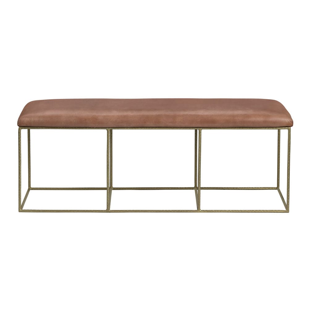 Crestview Collection - 49 in. Brown Upholstered Accent Bench with Gold Iron Frame - CVFNR526 view 2