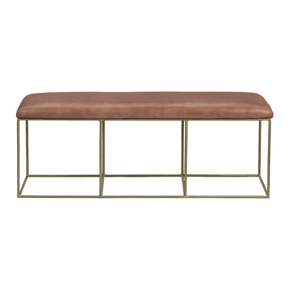 Crestview Collection - 49 in. Brown Upholstered Accent Bench with Gold Iron Frame - CVFNR526 view 2