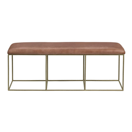 Crestview Collection - 49 in. Brown Upholstered Accent Bench with Gold Iron Frame - CVFNR526 view 2