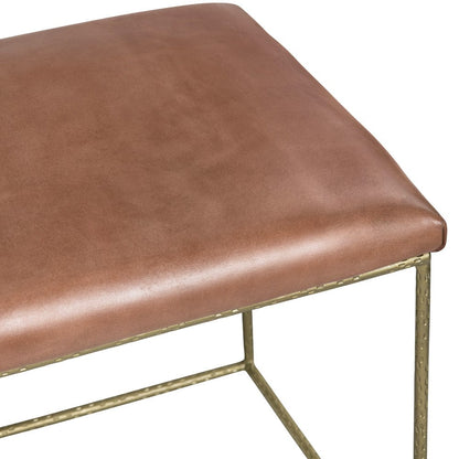 Crestview Collection - 49 in. Brown Upholstered Accent Bench with Gold Iron Frame - CVFNR526 view 3