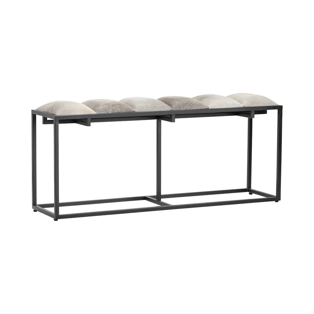 Crestview Collection - 50 in. Gray Upholstered Accent Bench with Black Iron Frame - CVFNR5039 view 1