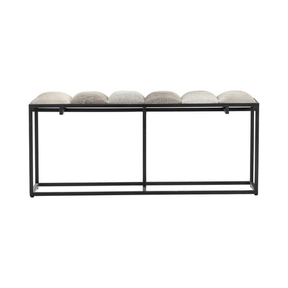Crestview Collection - 50 in. Gray Upholstered Accent Bench with Black Iron Frame - CVFNR5039 view 2