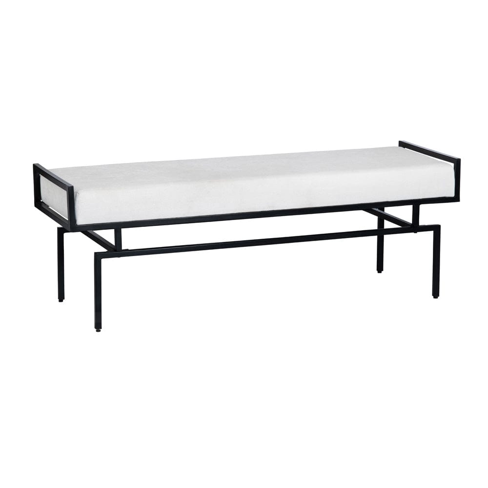 Crestview Collection - 55 in. White Upholstered Accent Bench with Black Iron Frame - CVFNR4607 view 1