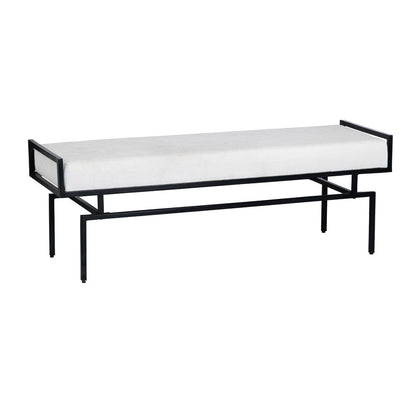 Crestview Collection - 55 in. White Upholstered Accent Bench with Black Iron Frame - CVFNR4607 view 1