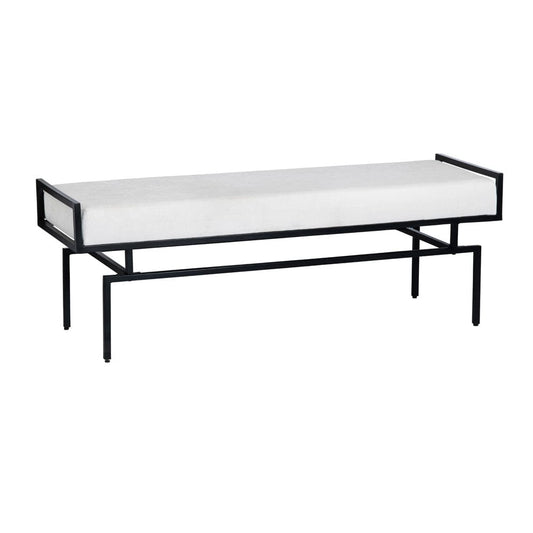 Crestview Collection - 55 in. White Upholstered Accent Bench with Black Iron Frame - CVFNR4607 view 1
