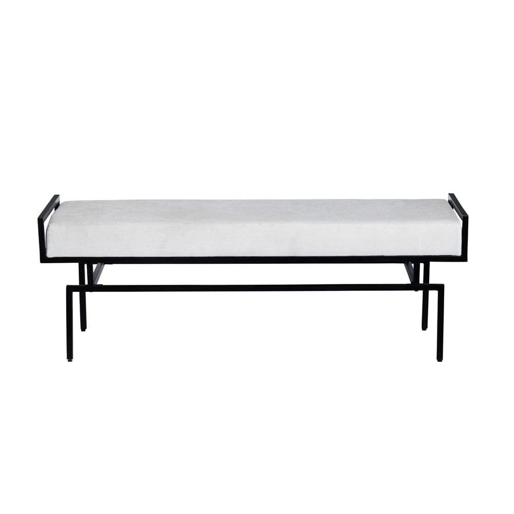 Crestview Collection - 55 in. White Upholstered Accent Bench with Black Iron Frame - CVFNR4607 view 2