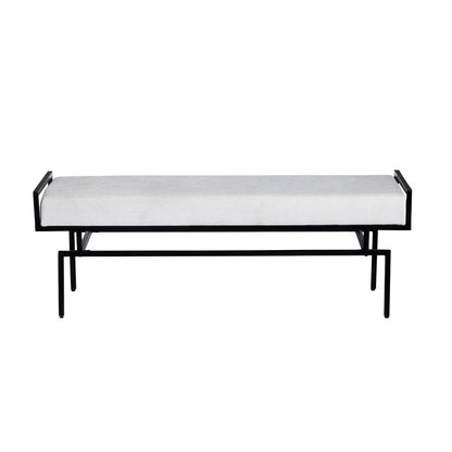 Crestview Collection - 55 in. White Upholstered Accent Bench with Black Iron Frame - CVFNR4607 view 2