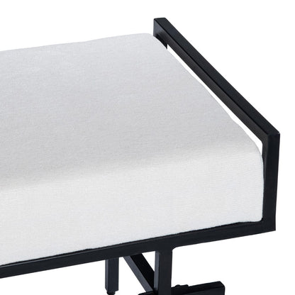 Crestview Collection - 55 in. White Upholstered Accent Bench with Black Iron Frame - CVFNR4607 view 3