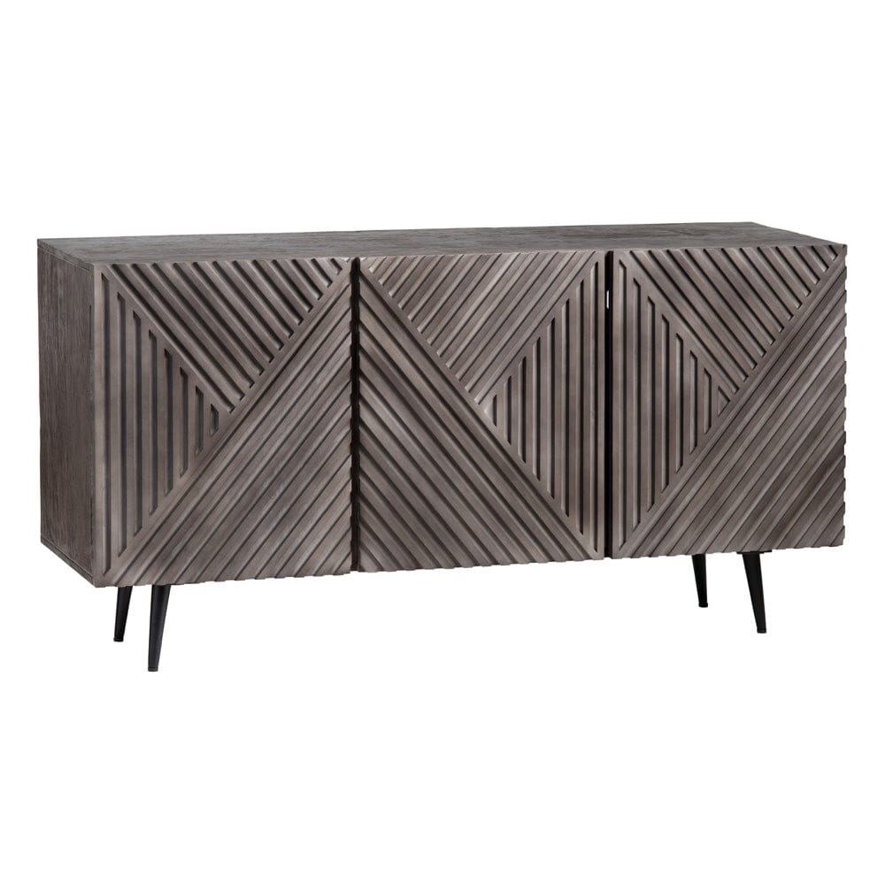 Crestview Collection - 58 in. Gray Solid Wood 3 Door Media Credenza / Sideboard - CVFNR4401 view 1