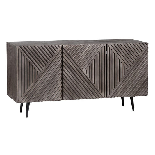 Crestview Collection - 58 in. Gray Solid Wood 3 Door Media Credenza / Sideboard - CVFNR4401 view 1