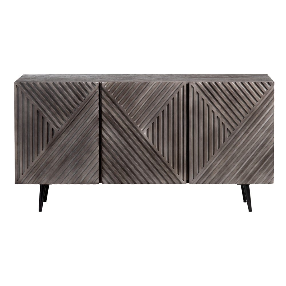 Crestview Collection - 58 in. Gray Solid Wood 3 Door Media Credenza / Sideboard - CVFNR4401 view 2