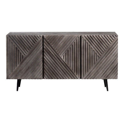 Crestview Collection - 58 in. Gray Solid Wood 3 Door Media Credenza / Sideboard - CVFNR4401 view 2
