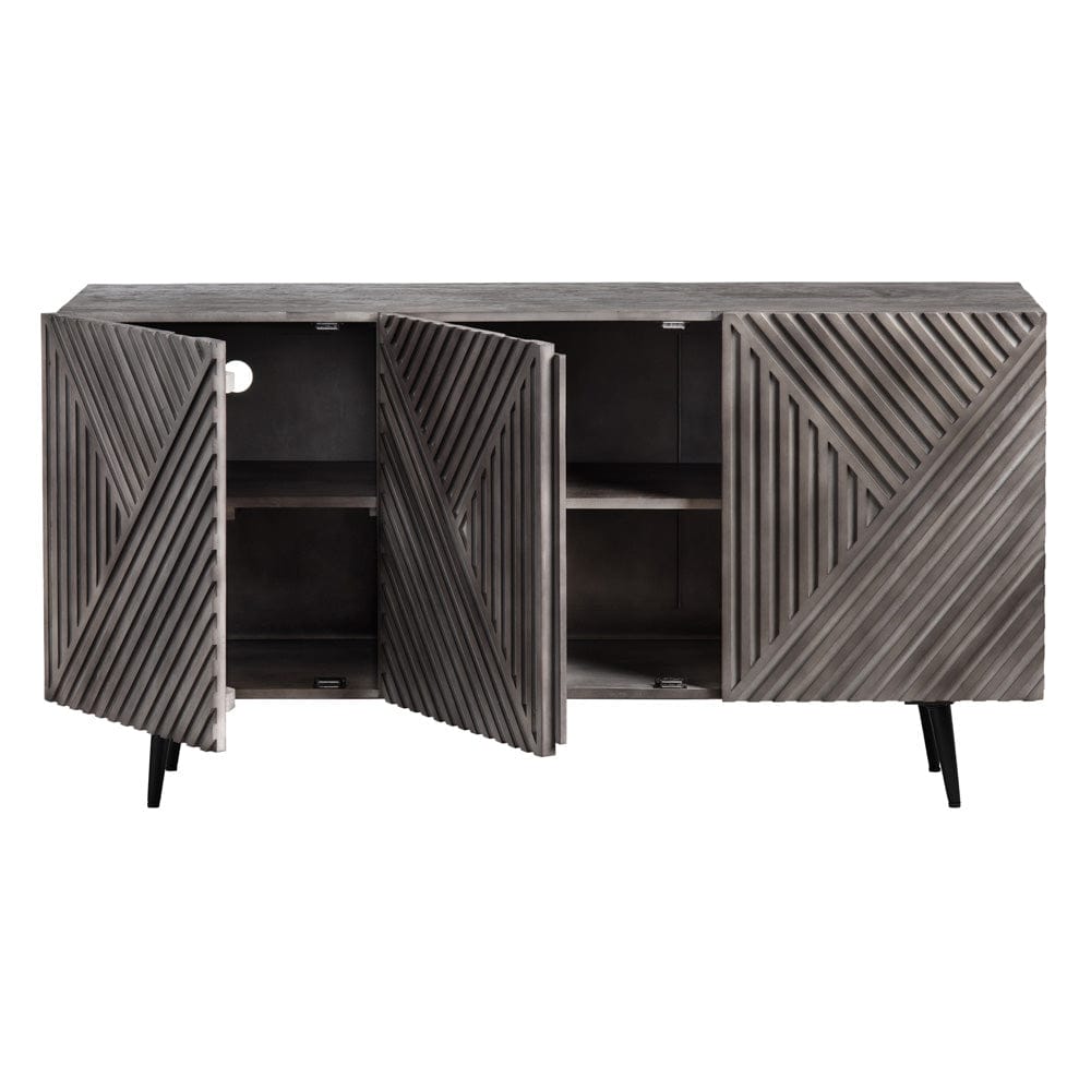 Crestview Collection - 58 in. Gray Solid Wood 3 Door Media Credenza / Sideboard - CVFNR4401 view 3