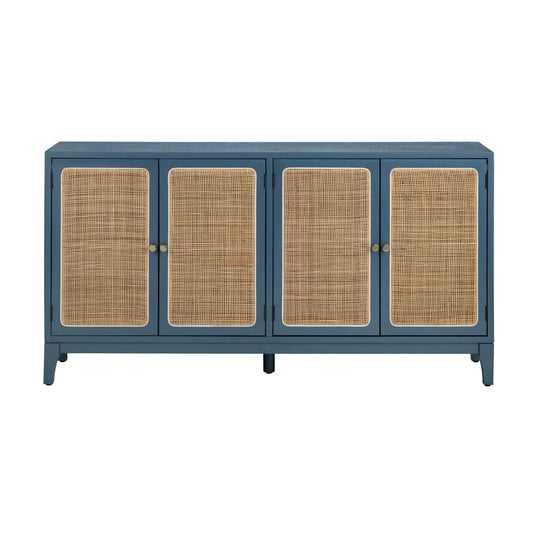 Crestview Collection - 60 in. Blue Solid Wood 4 Door Media Credenza / Sideboard - CVFDR1010 view 2