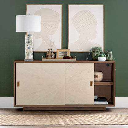 Crestview Collection - 64.5 in. Brown Solid Wood 2 Door Media Credenza / Sideboard - CVFDR1049 view 6