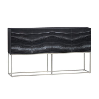 Crestview Collection - 68 in. Black Wooden 4 Door Media Credenza / Sideboard - CVFZR6197 view 1