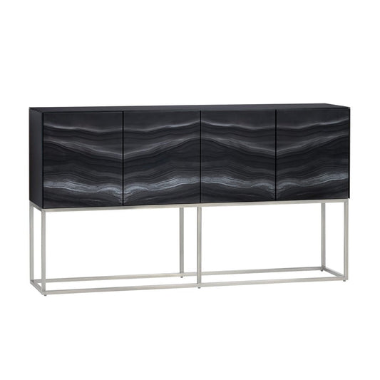 Crestview Collection - 68 in. Black Wooden 4 Door Media Credenza / Sideboard - CVFZR6197 view 1