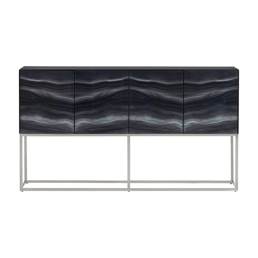 Crestview Collection - 68 in. Black Wooden 4 Door Media Credenza / Sideboard - CVFZR6197 view 2