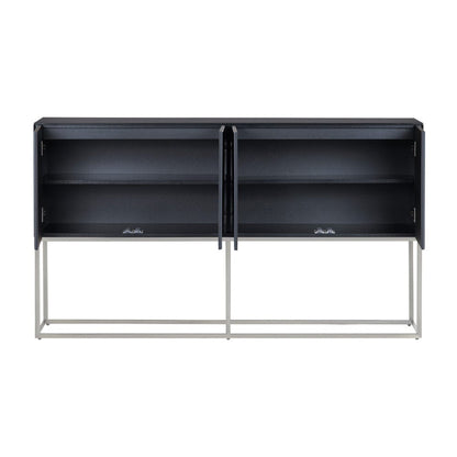 Crestview Collection - 68 in. Black Wooden 4 Door Media Credenza / Sideboard - CVFZR6197 view 4