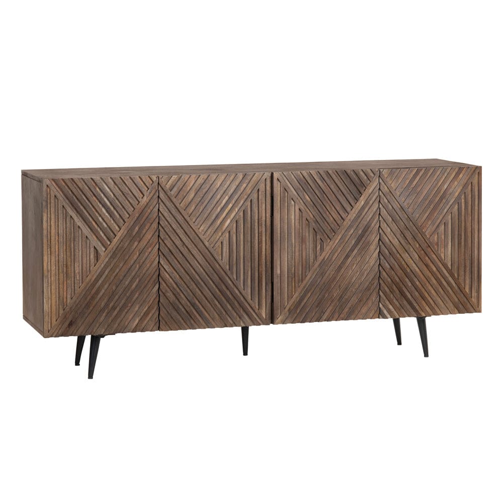 Crestview Collection - 69 in. Brown Solid Wood 4 Door Media Credenza / Sideboard - CVFNR4402 view 1