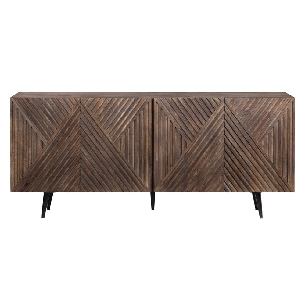 Crestview Collection - 69 in. Brown Solid Wood 4 Door Media Credenza / Sideboard - CVFNR4402 view 2