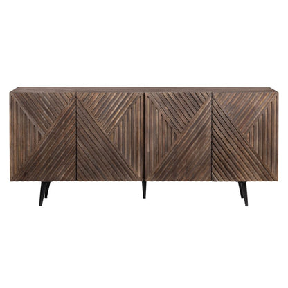 Crestview Collection - 69 in. Brown Solid Wood 4 Door Media Credenza / Sideboard - CVFNR4402 view 2